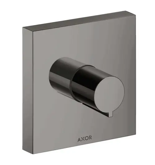 Unterputz-Absperrventil mit runder Bedienung und quadratischem Platten-Design in Polished Black Chrome, gefertigt von AXOR.